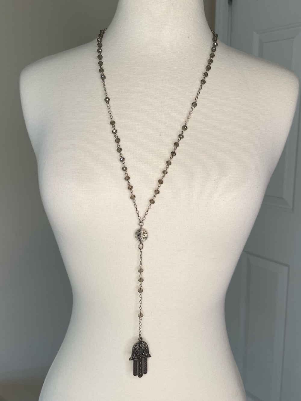 Hamsa Hand Beaded Rosary Necklace